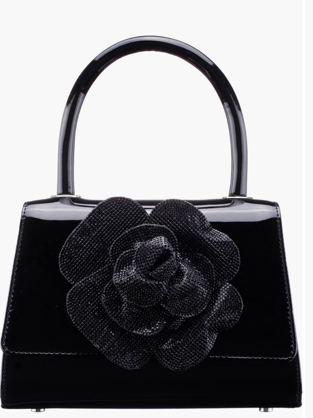 Nina Aubrey Faux  leather top handle Floral Accent Handbag